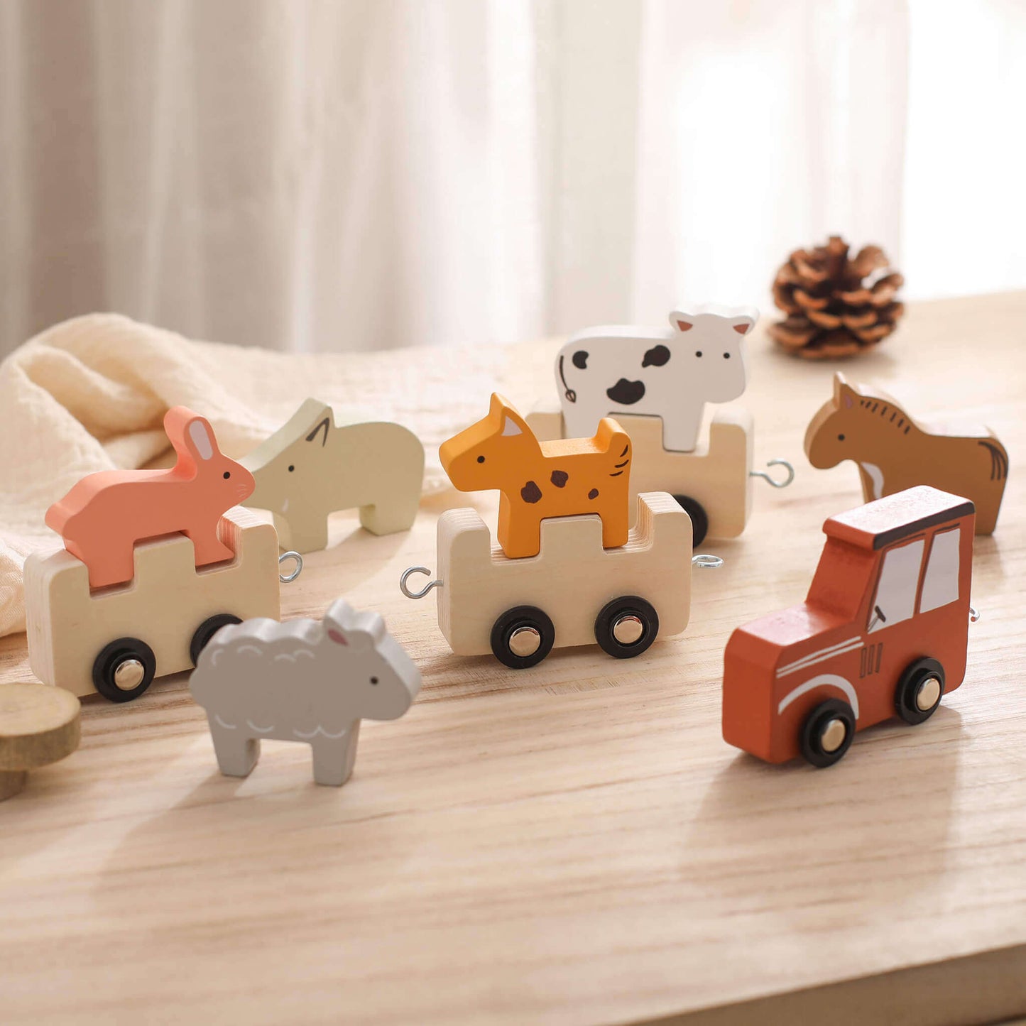 animali-legno-colorati-treno