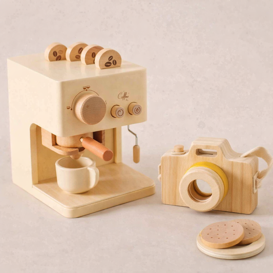 giochi in legno per bambini fotocamera e caffè